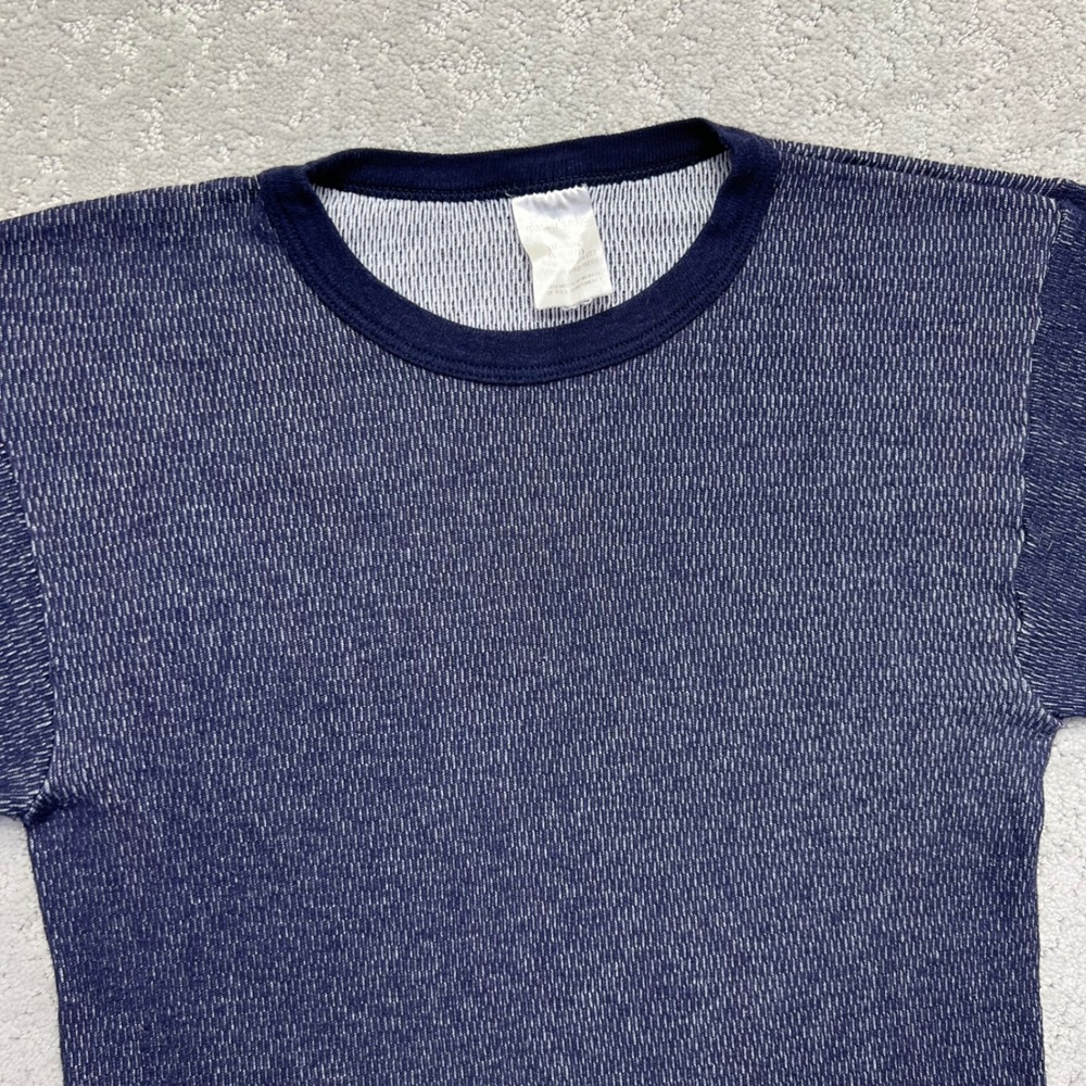 VINTAGE Glacier's‎ Edge Thermal Shirt Mens M Navy Blue Waffle Knit Long Sleeve - Picture 3 of 12
